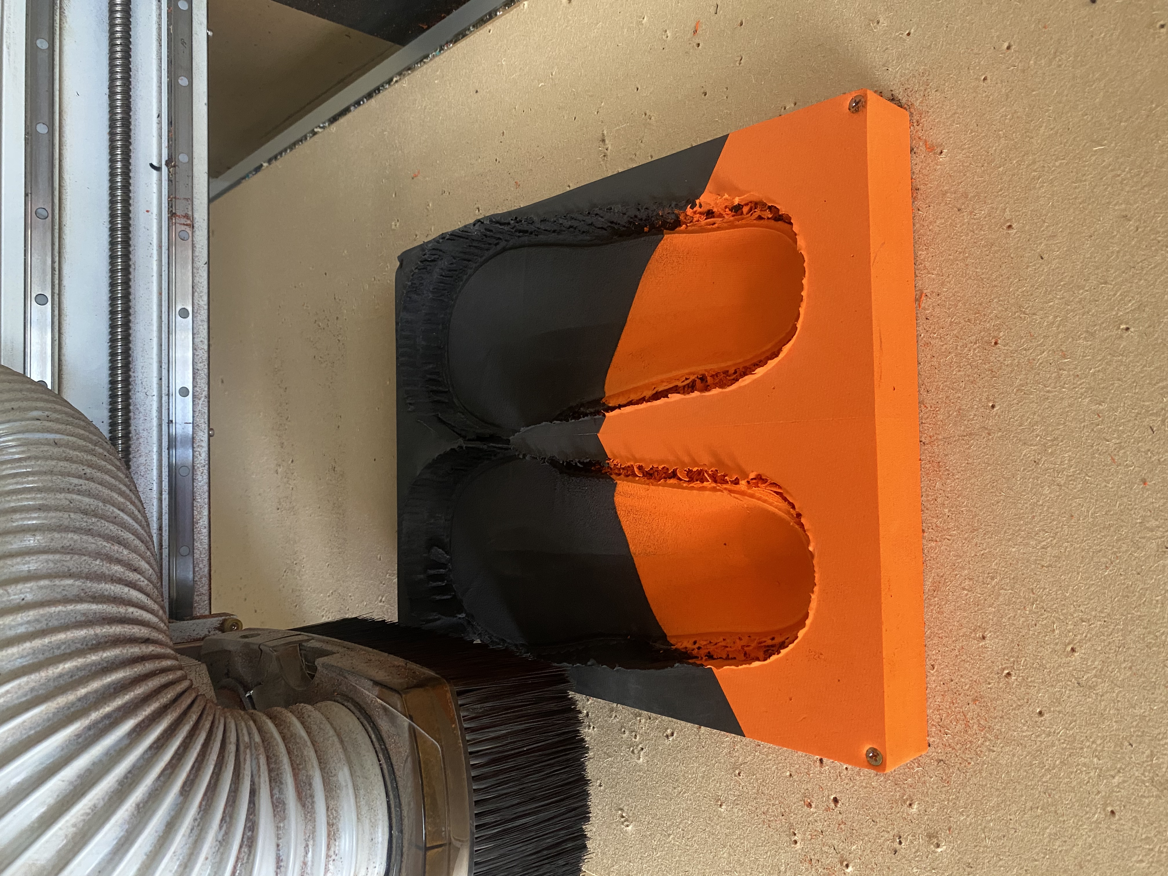 Custom orthotic insole being milled in the JSR Devices lab